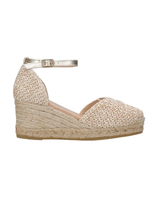 Espadrilles Schoenen ,Geel ,Gouden Metallic Sleehak Sandalen in het Gray