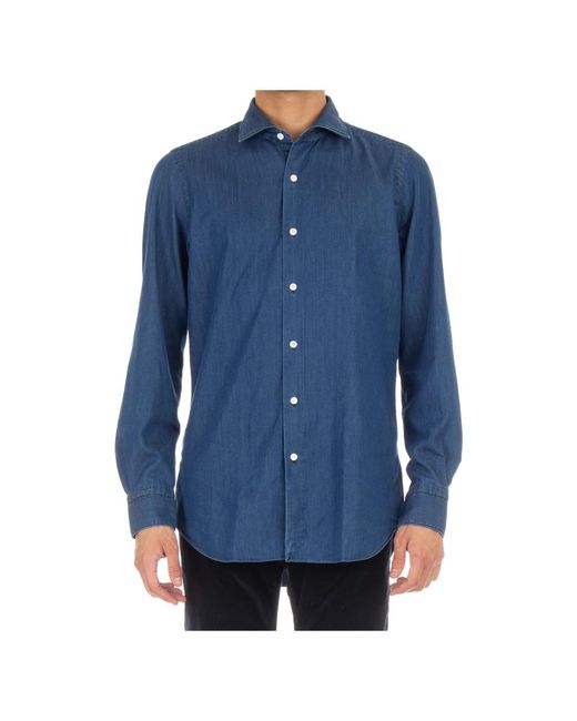Shirts > denim shirts Finamore 1925 pour homme en coloris Blue