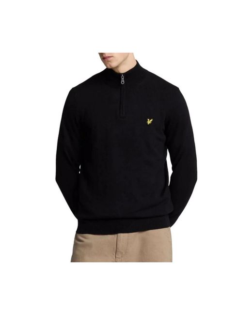 Lyle & Scott Truien & Vesten ,Zwart ,Katoen Cotton Merino 1/4 Zip Jumper in het Black voor heren