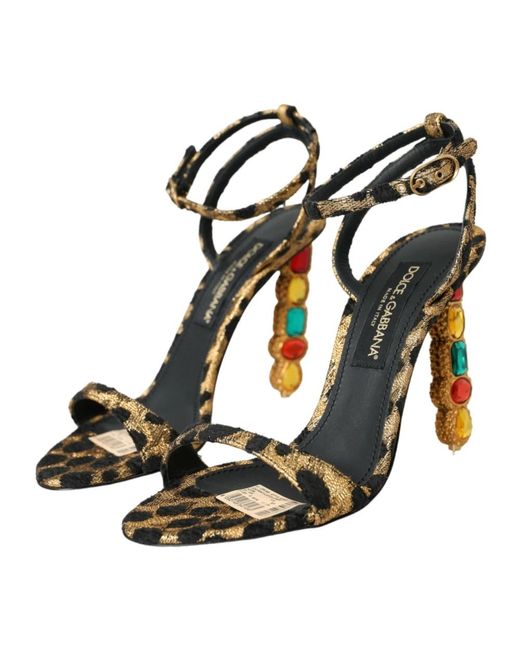 Dolce & Gabbana Metallic Leopard kristall absatz sandalen