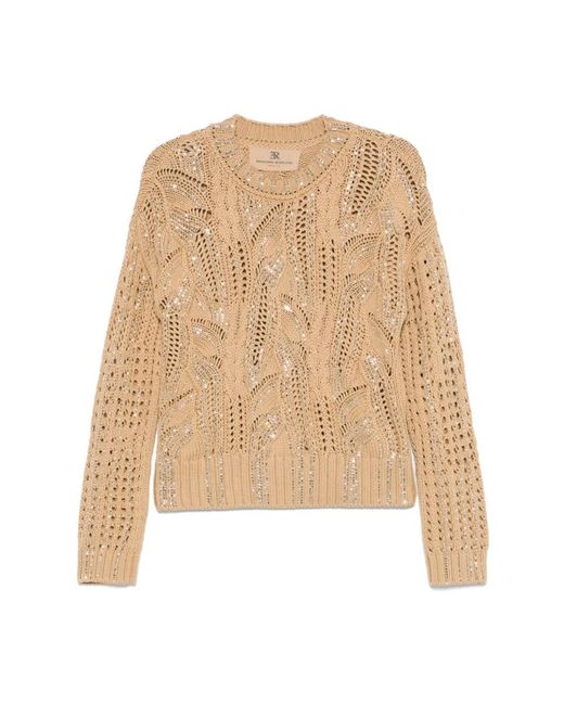 Ermanno Scervino Natural Round-Neck Knitwear