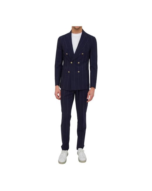 Eleventy Kostuums ,Blauw ,Wol Double Breasted Suit in het Blue voor heren
