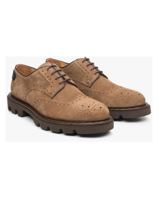 ESTRO Brown Laced Shoes for men