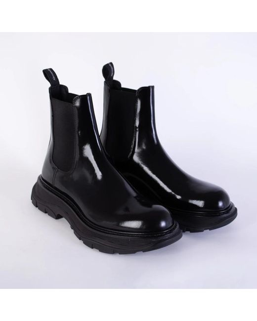 Alexander McQueen Black E Leder Chelsea Stiefel - Exklusive Italienische Handwerkskunst