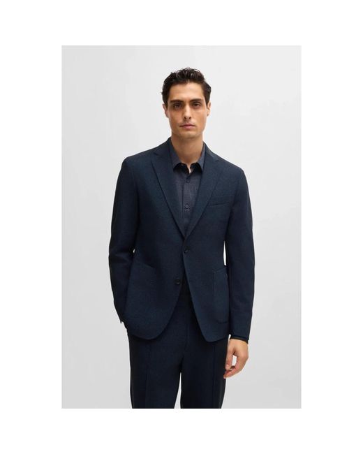 HUGO Jassen ,Blauw ,Blauwe Deconstructed Jas Met Klassieke Revers in het Blue voor heren