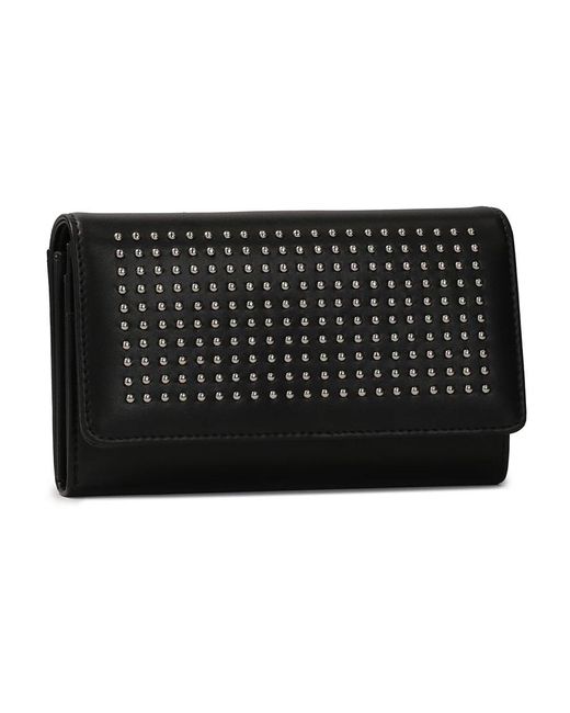 Kazar Accessoires ,Veelkleurig ,Leer Middelgrote Zwarte Portemonnee Met Studs Aan De Voorkant in het Black