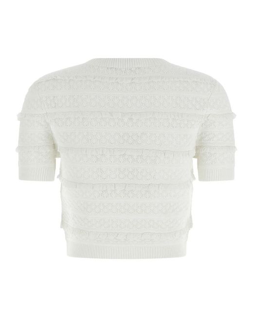 Self-Portrait White Round-Neck Knitwear