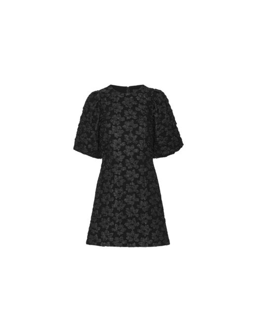 ROTATE BIRGER CHRISTENSEN Black Blumenspitze Minikleid Rundhalsausschnitt