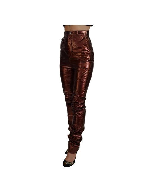 Dolce & Gabbana Red Slim-Fit Trousers
