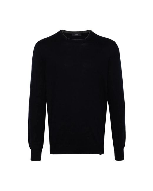 Round-Neck Knitwear Fay de hombre de color Black