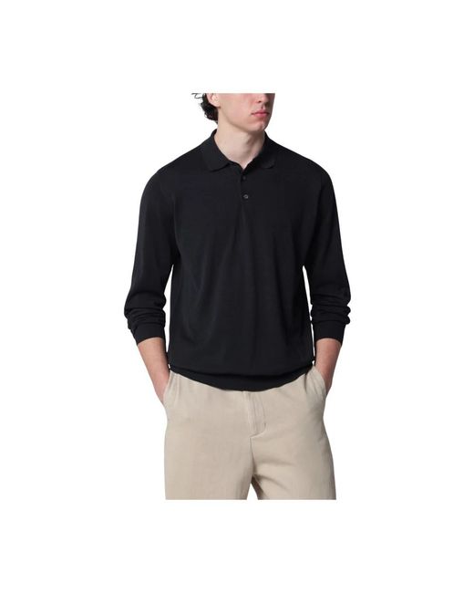 Drumohr Polo Ml Rasato in het Black voor heren