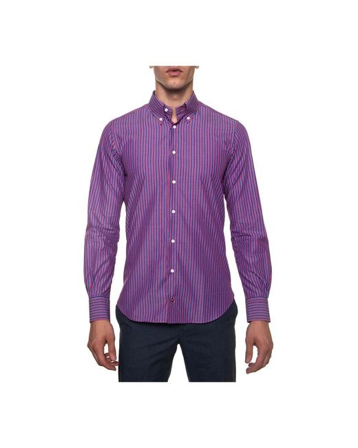 Camicia casual a righe con bottoni di Carrel in Purple da Uomo