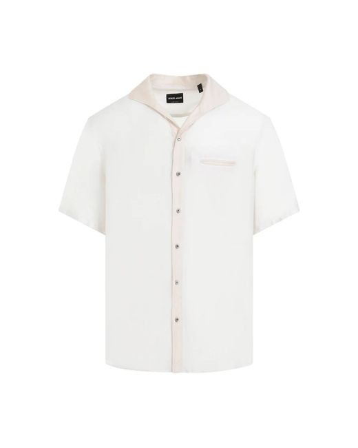 Camicia bianca lyocell ss24 di Giorgio Armani in White da Uomo