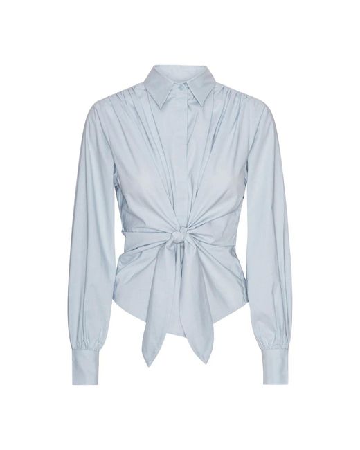 Karmamia Overhemden ,Blauw ,Poederblauwe Vintage Stijl Jeans in het Blue