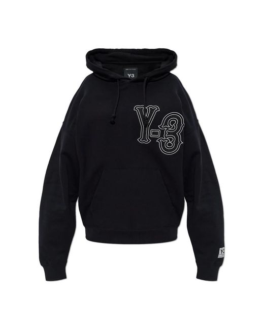 Y-3 Hoodies & Sweatvesten ,Zwart ,Katoen Elite 5 Graphics Hoodie in het Blue
