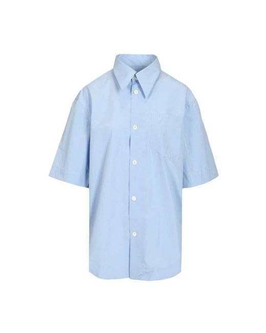 AMI Kortmouw Poplin Overhemd in het Blue voor heren