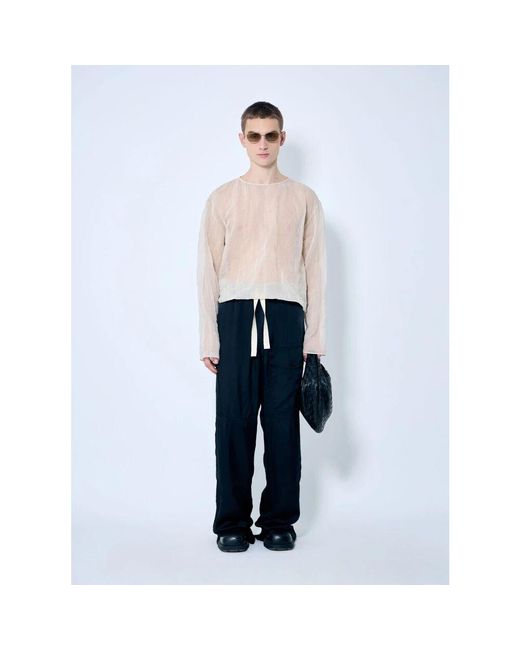 Dries Van Noten Satin-webart kordelzug-hose in Blue für Herren
