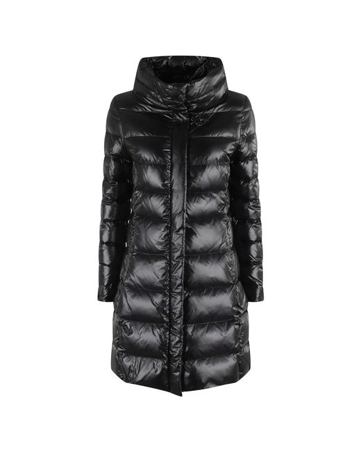 Fay Jassen ,Zwart ,Nylon Zwarte Lange Nylon Donsjas in het Black