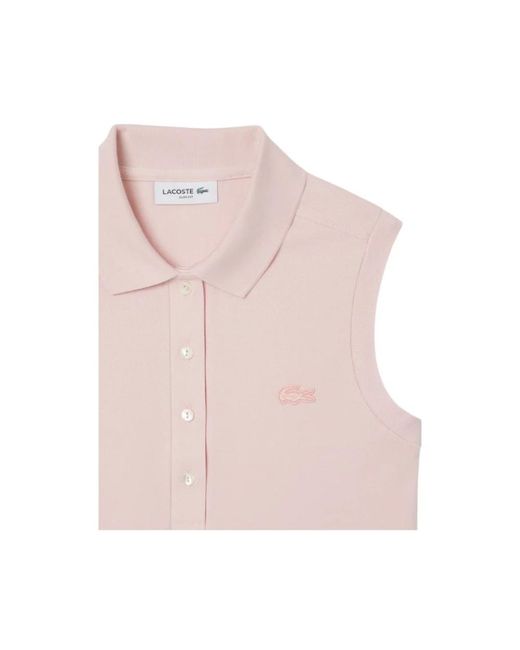 Lacoste L.12.D Mouwloze Stretch Polo Slim Fit in het Pink