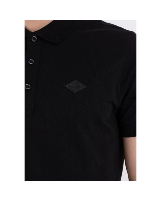 Replay Kurzarm polo shirt baumwolle kollektion in Black für Herren