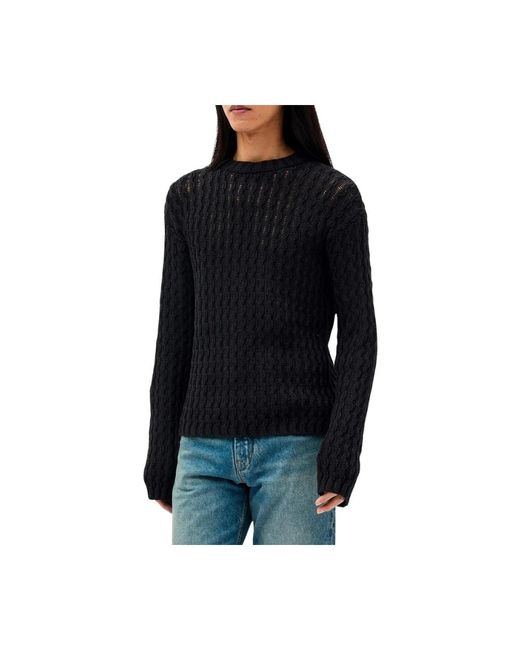 Ann Demeulemeester Black Round-Neck Knitwear for men