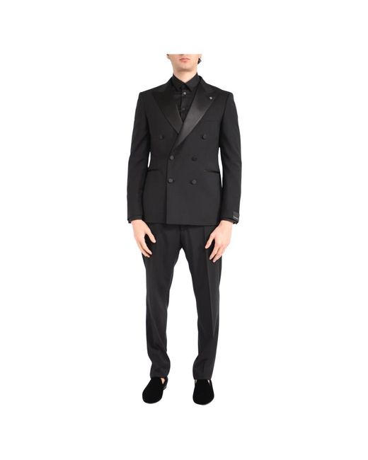 Tagliatore Black Double Breasted Suits for men