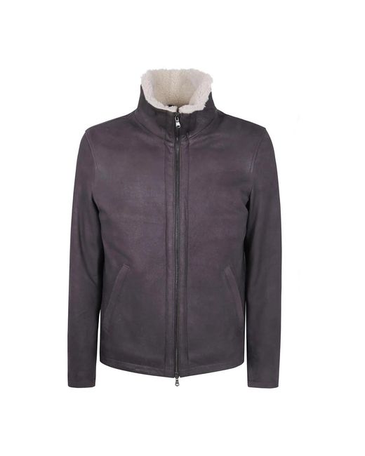 Barba Napoli Gray Leather Jackets for men