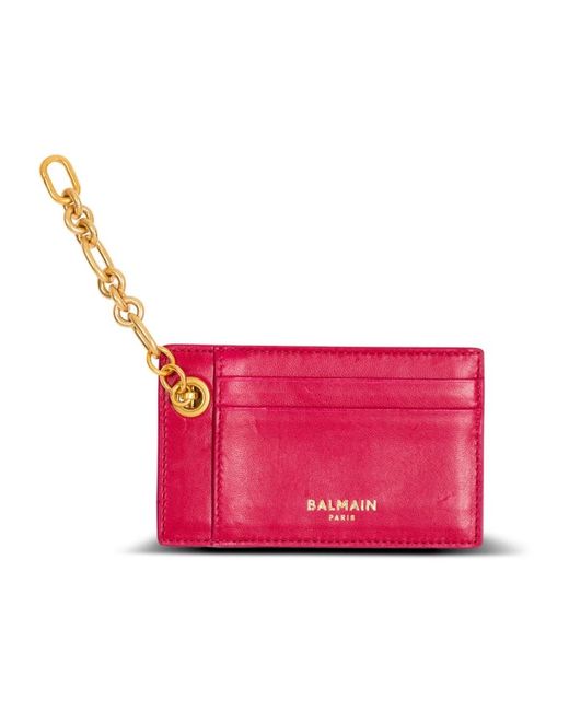 Balmain Accessoires ,Roze ,Pulse Lamsskinleren Kaarthouder in het Pink