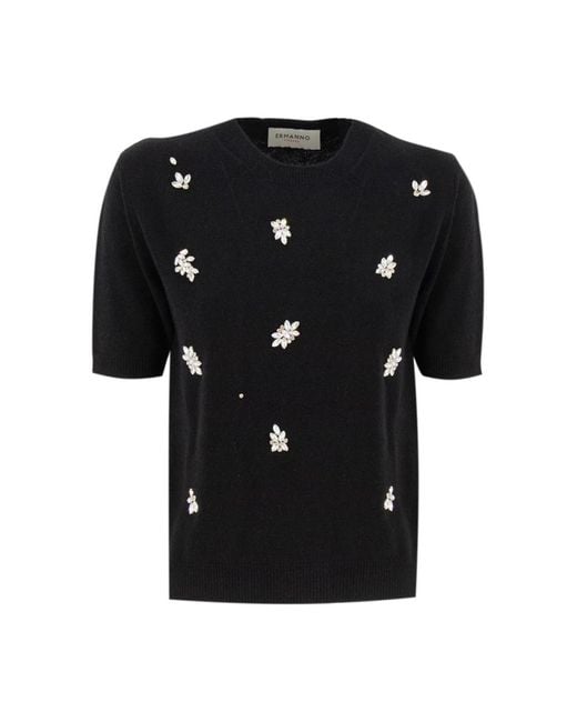 Ermanno Scervino Black Round-Neck Knitwear