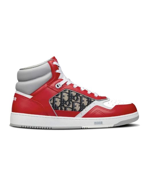 Dior Red B27 High-Top Leather Sneakers for men