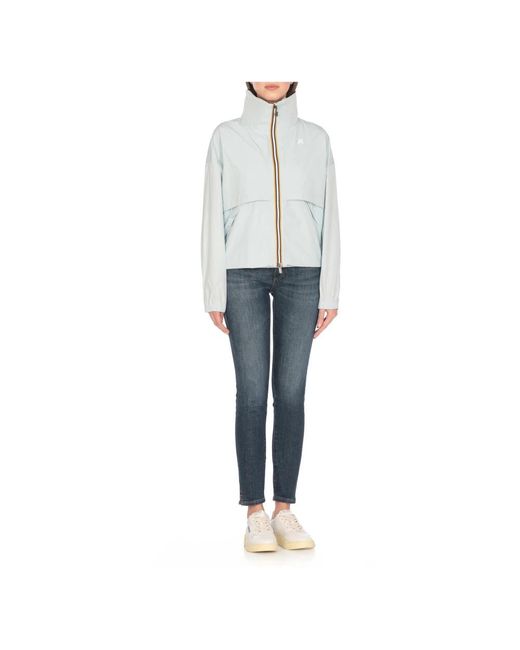 K-Way Jassen ,Blauw ,Lichtblauwe Waterdichte Jas Met Opvouwbare Capuchon in het Blue
