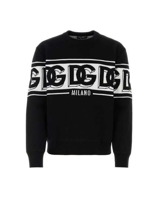 Dolce & Gabbana Schwarzer stretch-pullover in Black für Herren