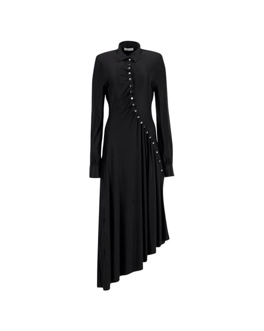 Rabanne Kleedjes ,Zwart ,Gedrapeerde Lange Jersey Jurk in het Black