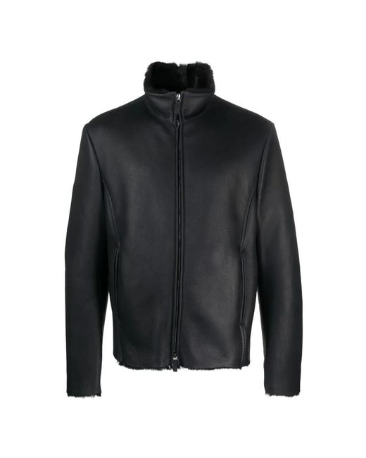 Giorgio Armani Black Leather Jackets for men