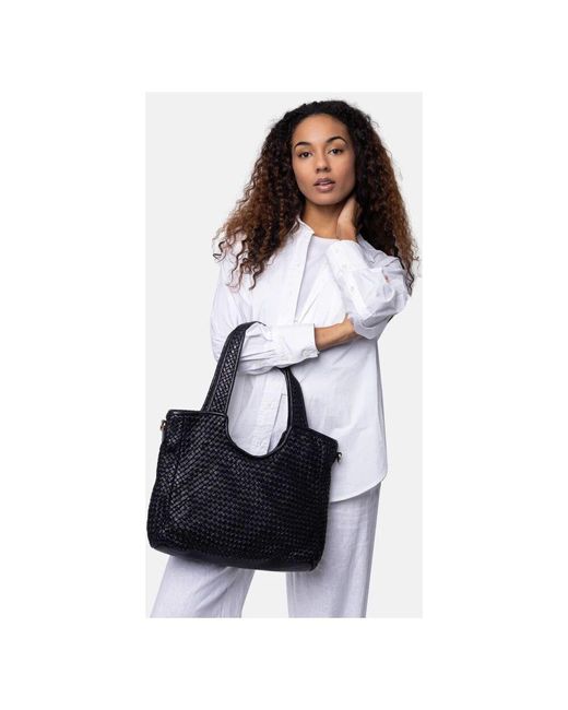 Re:designed Black Geflochtene Schultertasche Mit Reißverschlusstasche