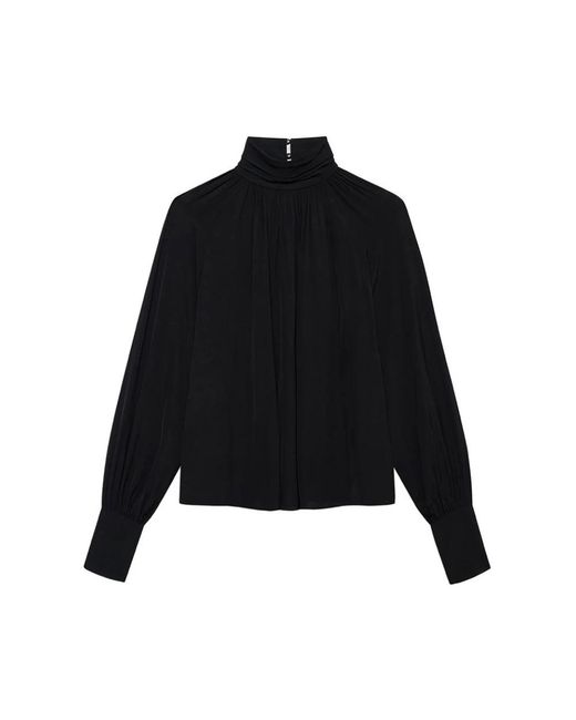 Anine Bing Overhemden ,Zwart ,Anne Draped Blouse in het Black