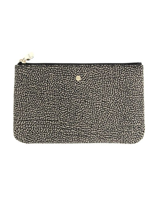 Borbonese Tassen ,Leer Classica Flat Pouch in het Metallic