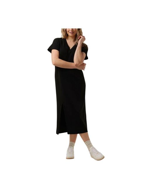 My Essential Wardrobe Black Langärmliges Kleid Mit V-Ausschnitt