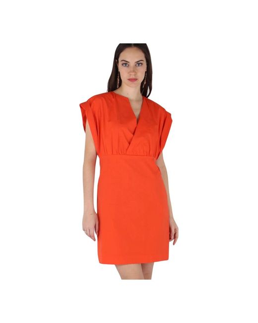 Liviana Conti Red Schmeichelhaftes Baumwollkleid mit V-Ausschnitt