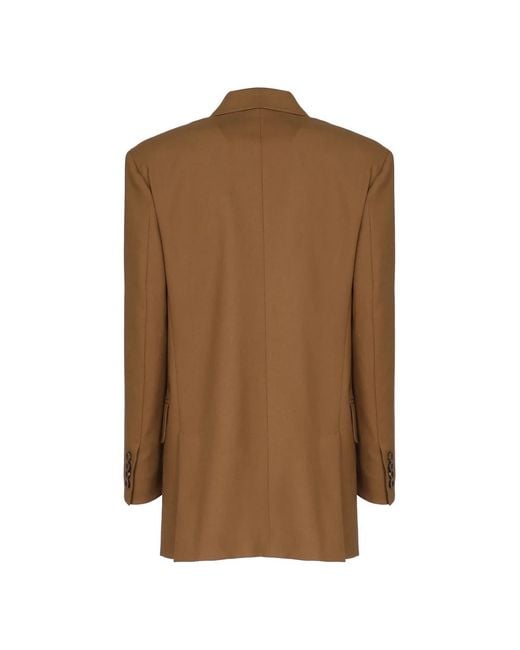 Max Mara Jassen ,Bruin ,Wol Bruine Wollenmix Double-Breasted Jas in het Brown