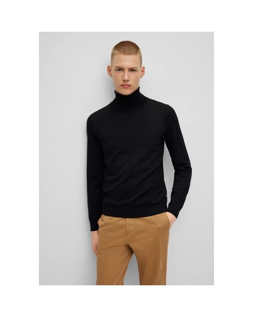 HUGO Truien & Vesten ,Zwart ,Roll Neck Sweater in het Black voor heren