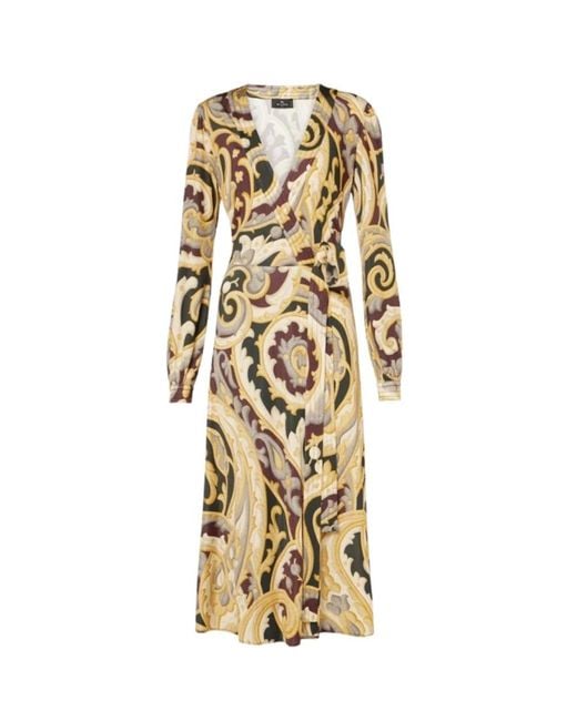 Etro Metallic Wrap Dresses