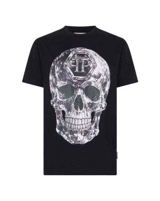 Philipp Plein Jersey T-Shirt Glass Skull in het Black voor heren