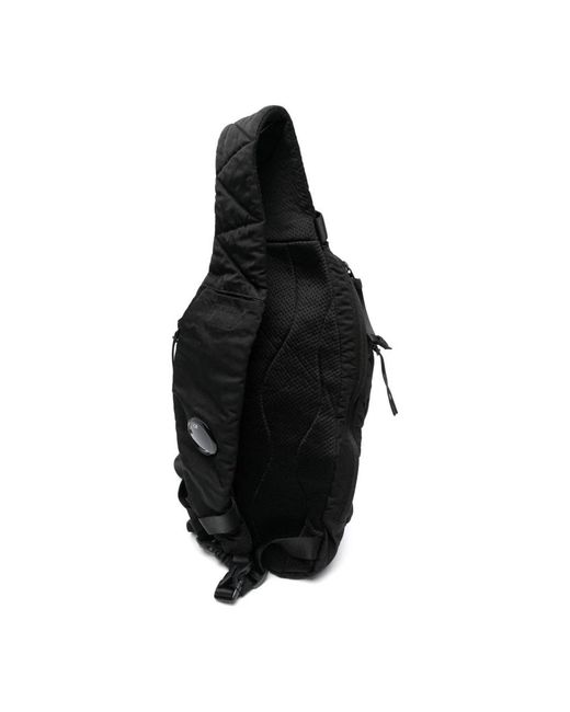 C P Company Black Nylon B Drawstring Crossbody Bag for men