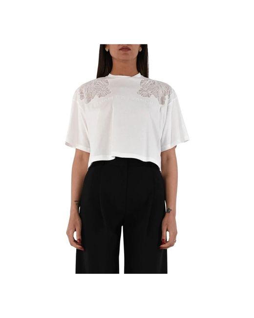 Elisabetta Franchi Overhemden ,Wit ,Katoen Boxy Cut Jersey T-Shirt in het White