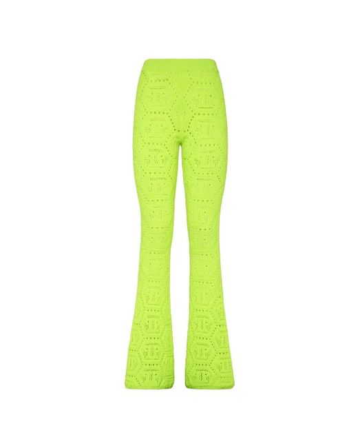 Philipp Plein Flare Broeken Monogram in het Yellow