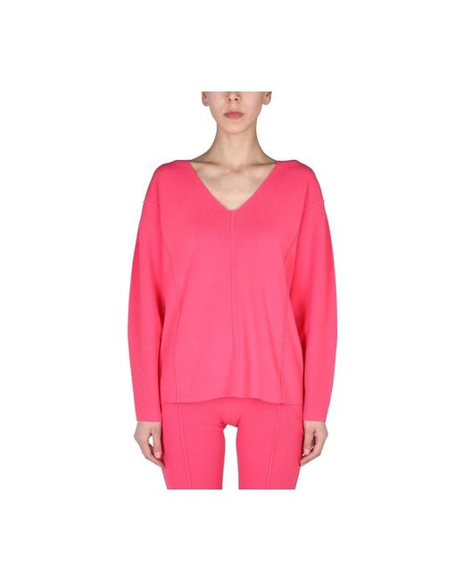 Helmut Lang Pink V-Neck Knitwear