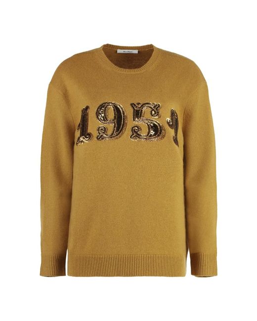 Max Mara Yellow Round-Neck Knitwear