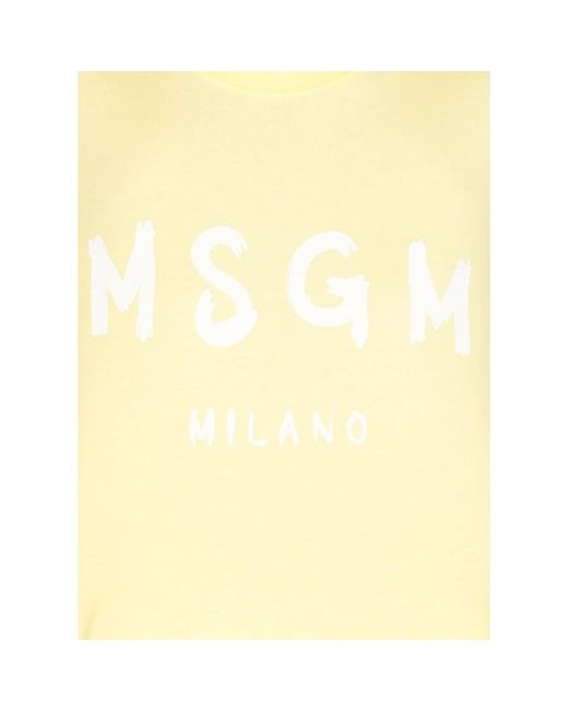 MSGM Yellow Gelbes baumwoll t-shirt runder ausschnitt kurze ärmel