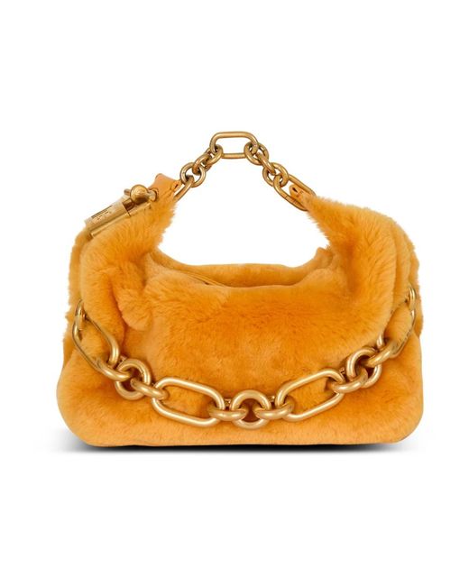 Balmain Metallic Mini-Tasche Sync Aus Shearling